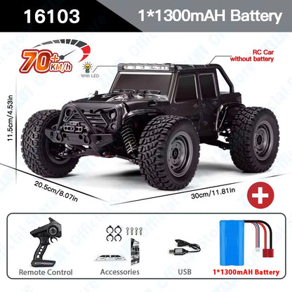 1:16 70KM/H or 50KM/H 4WD RC Car with LED Remote Control Cars High Speed Drift Monster Truck for Kids Vs Wltoys 144001 Toys